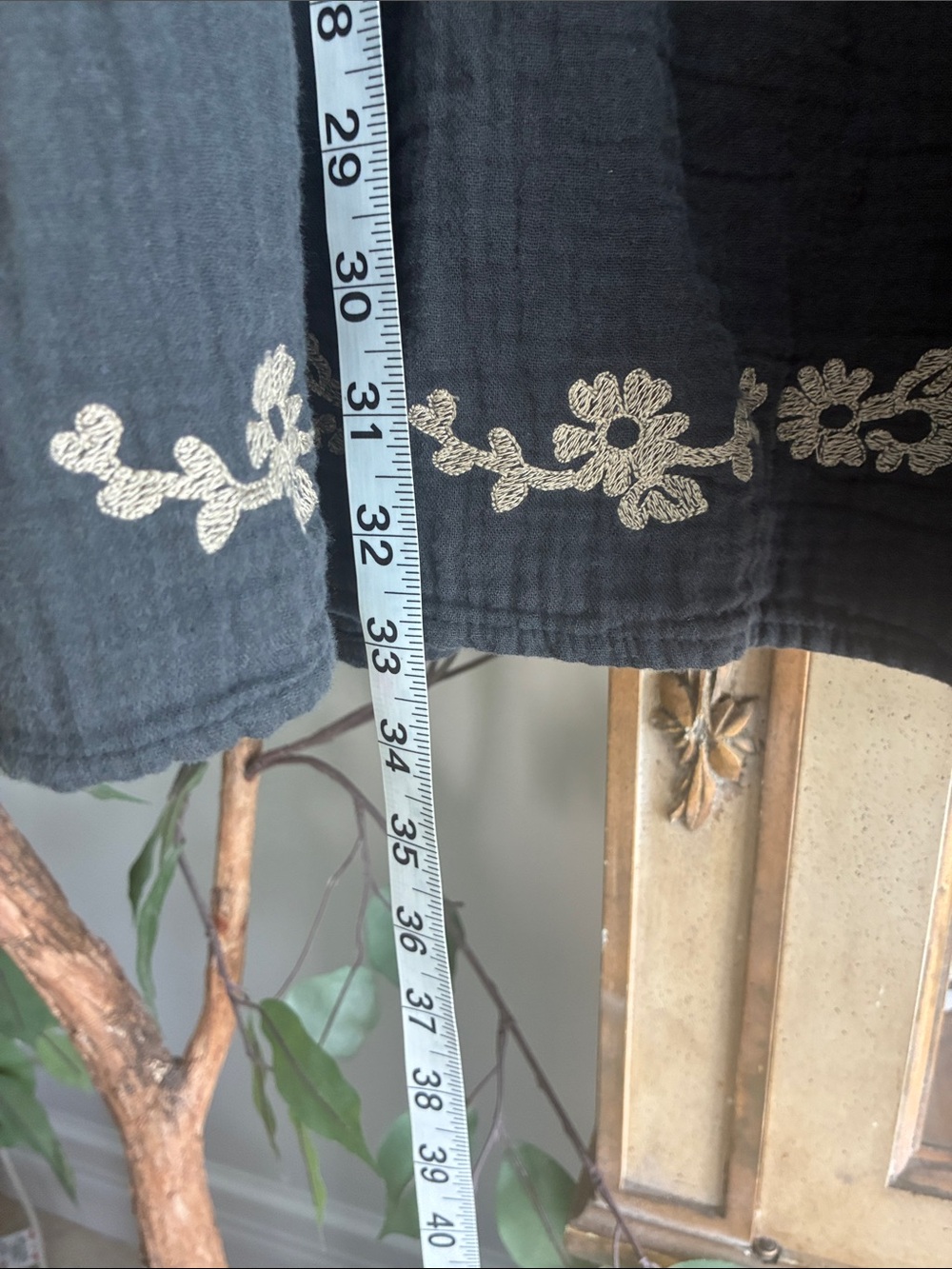 Zara Black Oversized Tunic Embroidered Boho Dress Sz Jr 13-14 or Petities NWOT - Picture 5 of 9